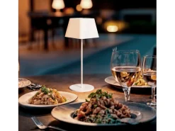 Lámpara de Mesa LED Portátil para Exterior Aluminio con Batería Recargable Willy Blanco