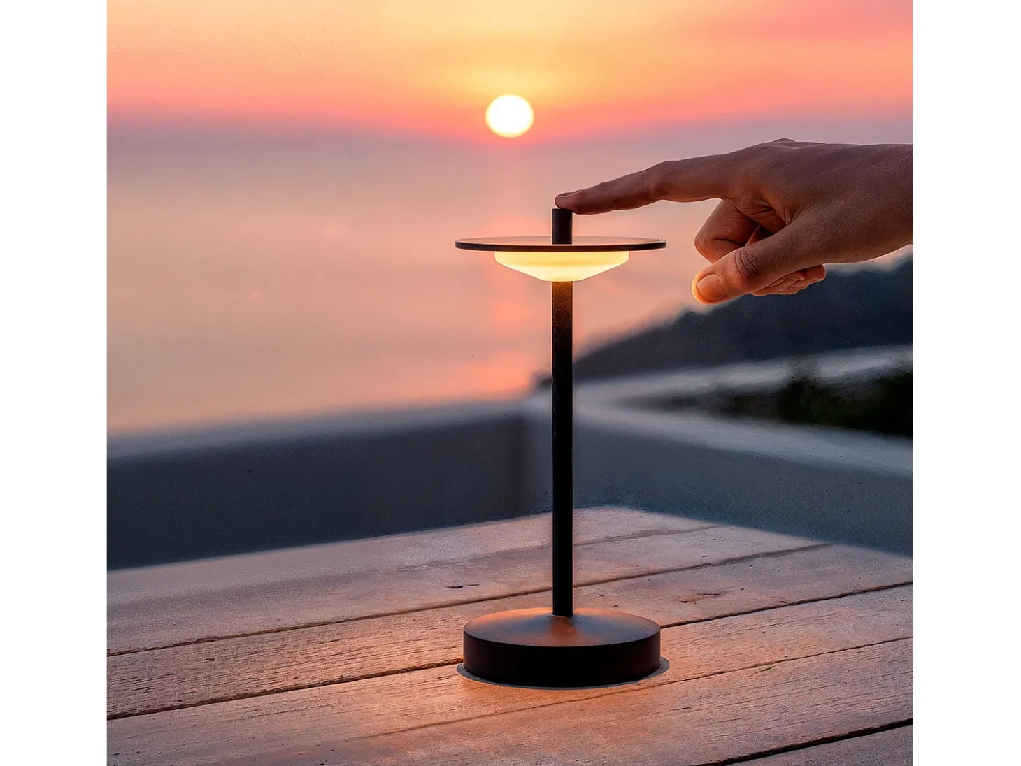 Lámpara de Mesa LED Portátil para Exterior Metal con Batería Recargable Estepona Negro