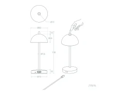 Lámpara de Mesa LED Portátil para Exterior Metal con Batería Recargable Pirinoa Negro