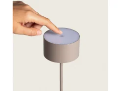 Lámpara de Mesa LED Portátil Exterior con Batería USB Recargable Mounka Round Topo