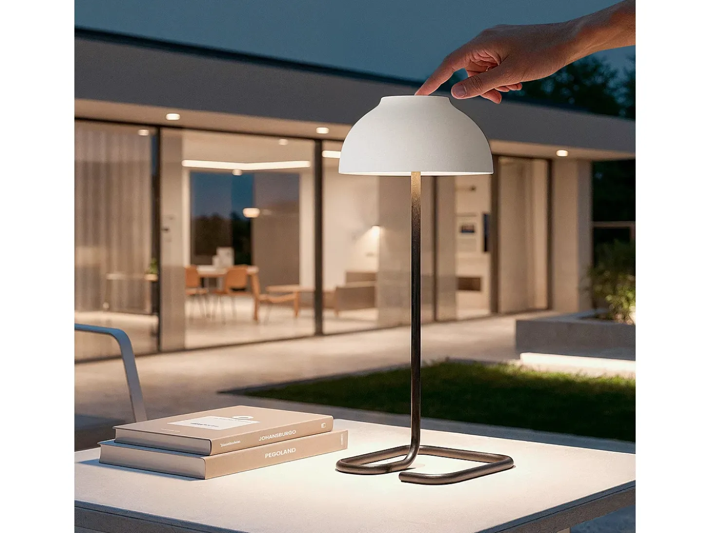 Lámpara de Mesa LED Portátil para Exterior con Batería USB Recargable Carlo Blanco / Negro