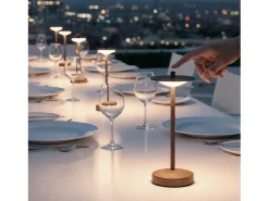 Lámpara de Mesa LED Portátil para Exterior Metal con Batería Recargable Estepona Marrón
