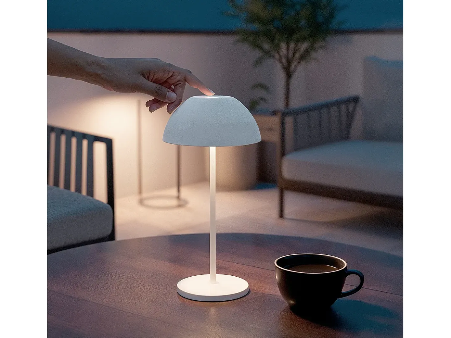 Lámpara de Mesa LED Portátil Exterior con Batería USB Recargable Mugla Blanco