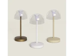 Lámpara de Mesa LED Portátil para Exterior Metal con Batería Recargable Lendora Beige