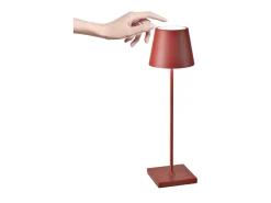 Lámpara de mesa LED recargable e inalámbrica Poldina Pro con regulador táctil, 2700K-3000K, IP65, para interior y exterior, 38 cm de alto, color rojo