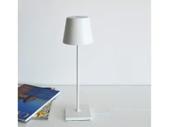 Lámpara de mesa LED recargable e inalámbrica Poldina Pro con regulador táctil, 2700K-3000K, IP65, para interior y exterior, 38 cm de alto, color rojo