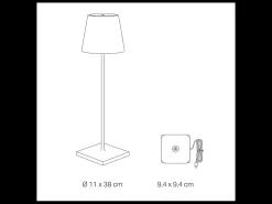 Lámpara de mesa LED recargable y regulable Zafferano - Poldina Pro Ocre - 2,2 W 2200-2700-3000 K