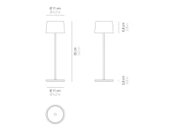 Lámpara de mesa LED Zafferano Olivia Pro, oro amarillo, recargable y regulable - 2200-2700-3000K, 9 horas a máxima potencia