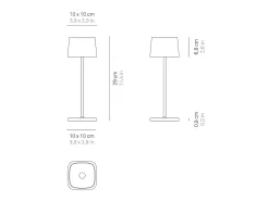 Lámpara de mesa LED Zafferano Ofelia Pro Sand recargable y regulable - 2200-2700-3000K - Potencia máxima 9h