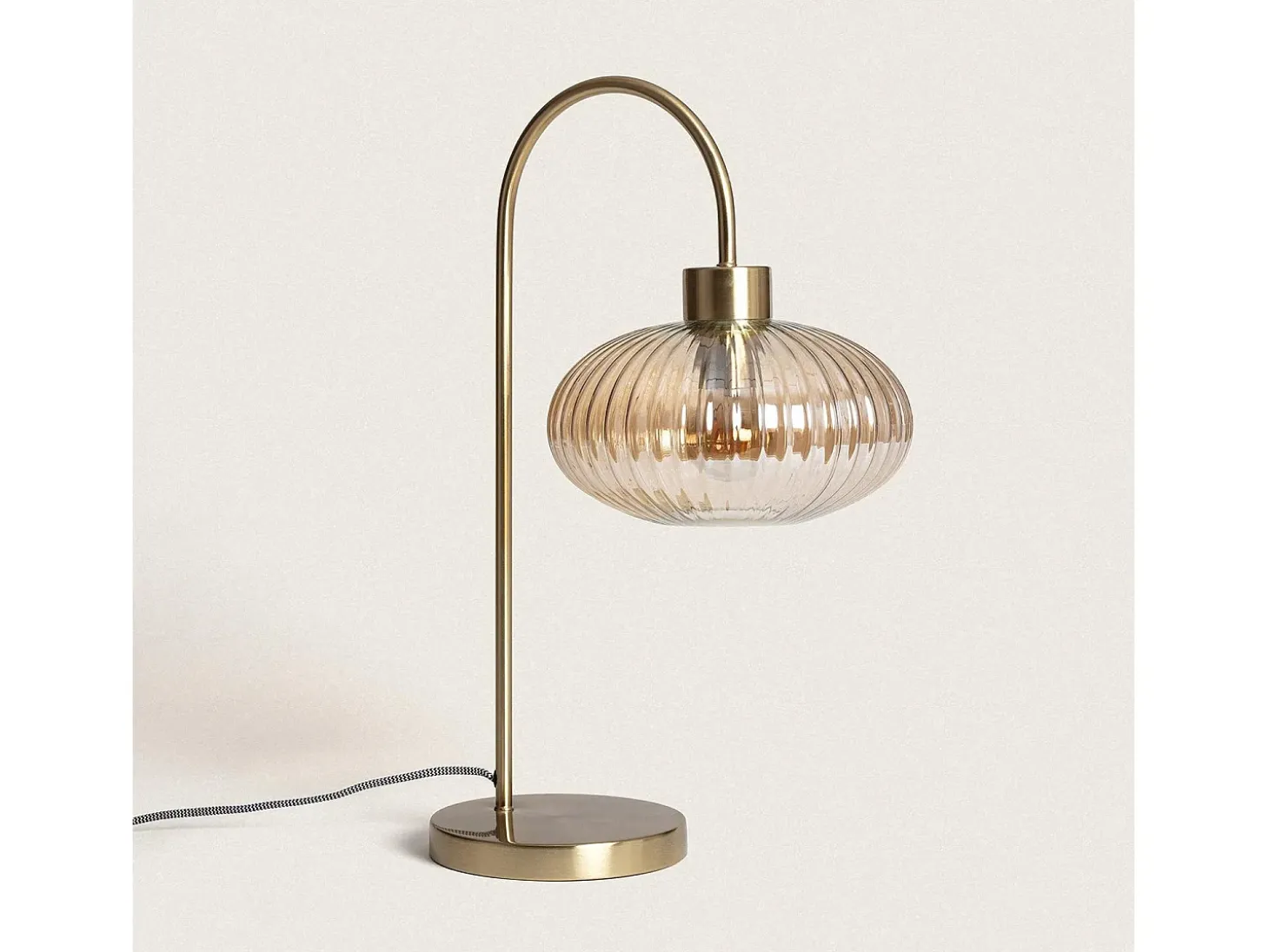 Lámpara de Mesa Metal y Cristal Basile Ámbar