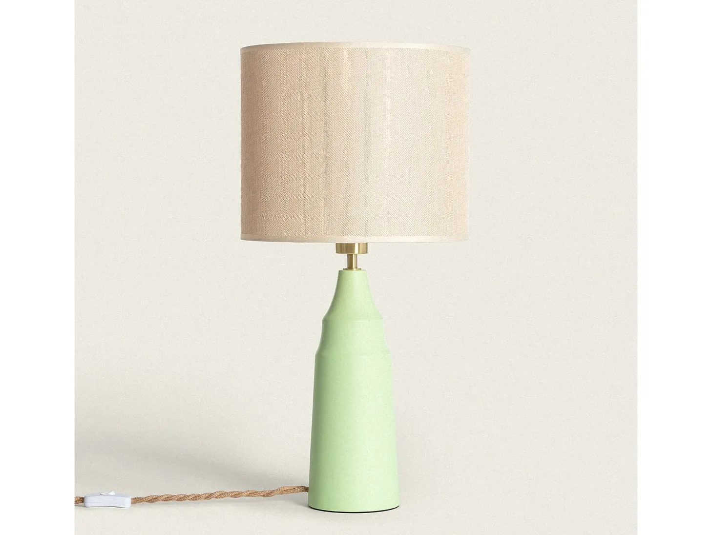 Lámpara de Mesa Metal y Tela Muka Verde Menta