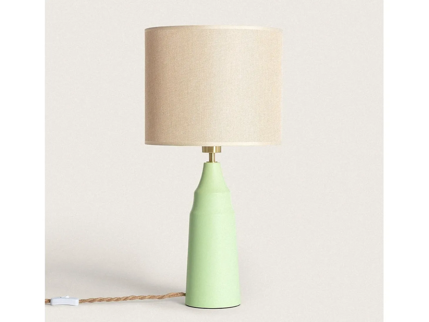 Lámpara de Mesa Metal y Tela Muka Verde Menta