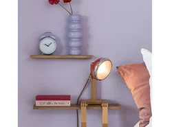 Lámpara de Mesa Mini Mr. Wattson Roja Piffany Copenhague - Lámpara LED Vintage Articulada de Madera de Fresno