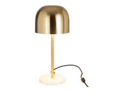 Lámpara de mesa Narsh de metal dorado y mármol blanco