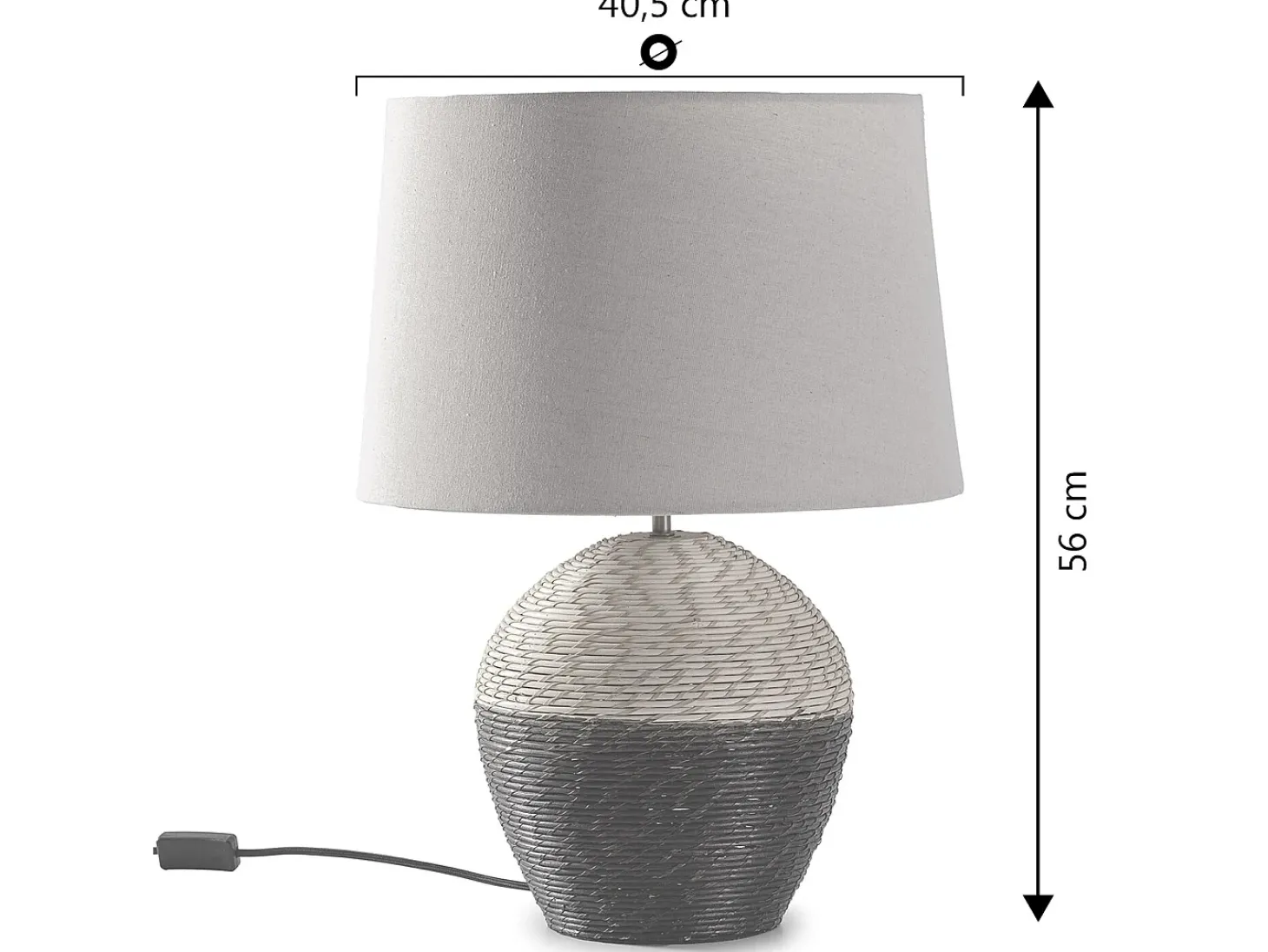 Lámpara de mesa Oyuki de ratán natural, diámetro 40,5 cm