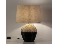 Lámpara de mesa Oyuki de ratán natural, diámetro 40,5 cm