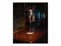 Lámpara de mesa Poldina Pro Micro LED, Azul Capri mate, Pan de Oro, Craquelé, recargable y regulable, con batería hasta 12 horas