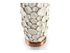 Lámpara de mesa Ravel de cerámica blanca y metal cobre D 17 cm