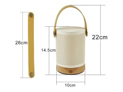 Lámpara de mesa táctil LED NETTLIFE, pantalla de tela de madera inalámbrica portátil con función de atenuación