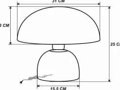 Lámpara de mesa tipo seta de metal, D. 31 x Alt. 25 cm, beige, SIDNEY
