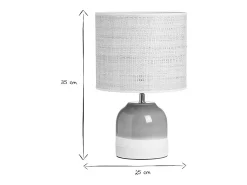 Lámpara de mesa verde de cerámica y pantalla de mimbre H35 cm PIEGA