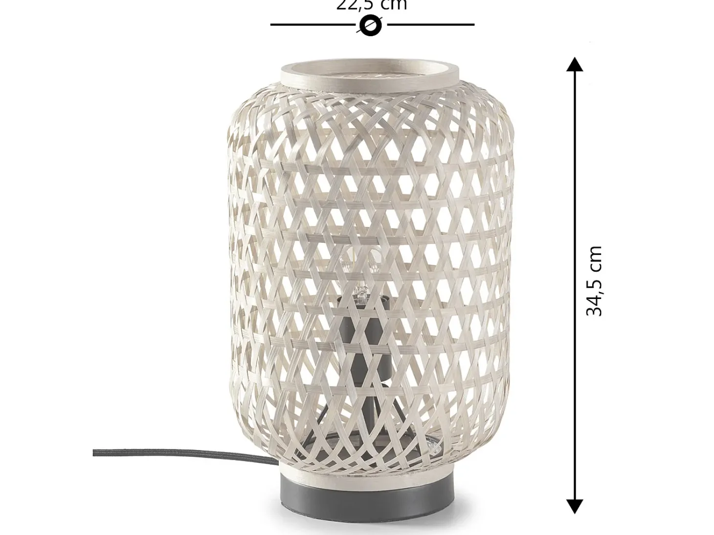 Lámpara de mesa Yuna de bambú, diámetro 22,5 cm