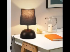 Lámpara de mesita de noche NETTLIFE, juego de 2, cable negro, tela pequeña, diseño moderno
