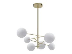 Lámpara de metal asimétrica 6 globos, L.72 x H. 116 cm, Dorado brillante, NAKINA