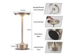 Lámpara de noche inalámbrica Nettlife, lámpara de mesa LED a batería, lámpara táctil regulable con batería recargable por USB, paquete de 2