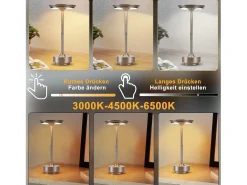 Lámpara de noche inalámbrica Nettlife, lámpara de mesa LED a batería, lámpara táctil regulable con batería recargable por USB, paquete de 2