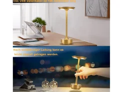 Lámpara de noche inalámbrica Nettlife con pilas - Lámpara de mesa LED táctil regulable (paquete de 2) con batería recargable por USB