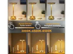 Lámpara de noche inalámbrica Nettlife con pilas - Lámpara de mesa LED táctil regulable (paquete de 2) con batería recargable por USB