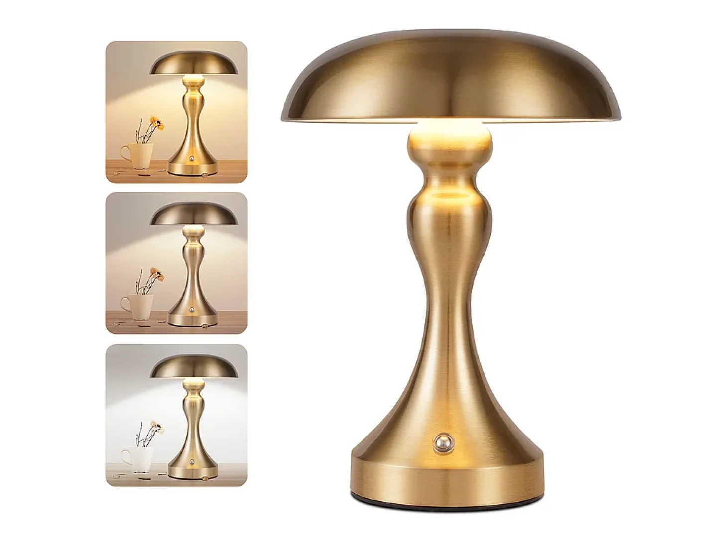 Lámpara de noche LED NETTLIFE, táctil, regulable, inalámbrica, con batería, vintage, recargable por USB