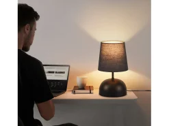 Lámpara de noche NETTLIFE con cable, lámpara de mesa de tela negra, lámpara de noche moderna para dormitorio con cable, sin bombilla