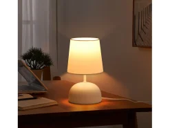 Lámpara de noche NETTLIFE con cable, lámpara de mesa de tela blanca, lámpara de noche moderna para dormitorio con cable, sin bombilla