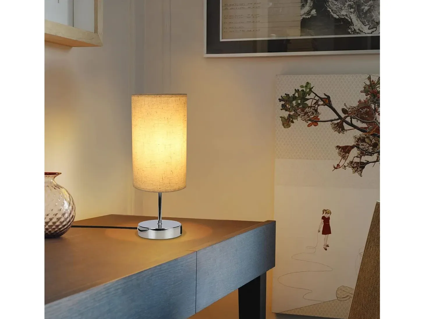 Lámpara de noche vintage NETTLIFE táctil regulable E27 con función de carga USB LED blanco cálido regulable