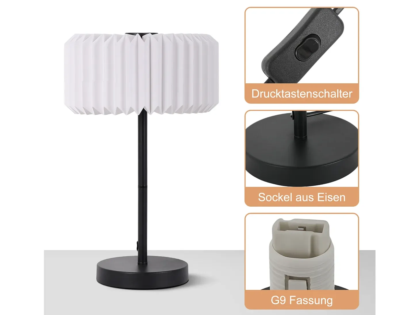 Lámpara de noche vintage NETTLIFE para sala de estar - Lámpara de mesa con cable de diseño para dormitorio