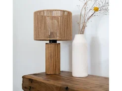 Lámpara de papel de cuerda con base de tronco de madera - Mira