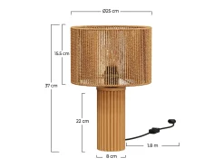 Lámpara de papel de cuerda con base de tronco de madera - Mira