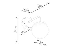 Lámpara De Pared Astral Minimalista De Acero/Vidrio - 1 Fuentes Luminosas - L.10 X A.21 Cm - Negro/Blanco