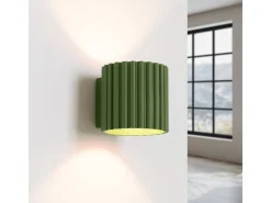 Lámpara De Pared Aura Minimalista De Aluminio - 1 Fuentes Luminosas - L.10 X A.10 Cm - Verde Oliva