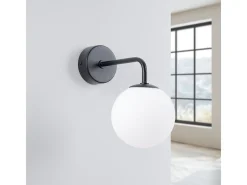 Lámpara de pared Bealy minimalista de acero/vidrio - 1 fuentes luminosas 3000K - L.10 x A.21 cm - negro/blanco