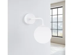 Lámpara de pared Bealy minimalista de acero/vidrio - 1 fuentes luminosas 3000K - L.10 x A.21 cm - blanco