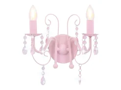 Lámpara de pared con cuentas rosa con 2 bombillas E14 ES610410