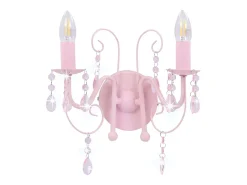 Lámpara de pared con cuentas rosa con 2 bombillas E14 ES610410