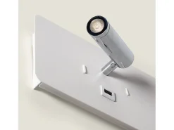Lámpara de Pared con Luz de Lectura LED 8W Metal y Puerto USB Rossey Blanco