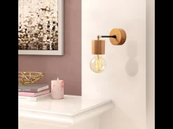 Lámpara de pared de diseño en madera SONIA - Efecto cálido de madera, luz suave, ideal para salón, dormitorio o entrada