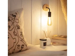 Lámpara de Pared de Madera y Metal Jedali Blanco