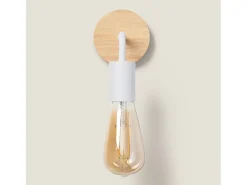 Lámpara de Pared de Madera y Metal Jedali Blanco