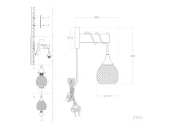 Lámpara de Pared de Madera y Metal Monah Blanco